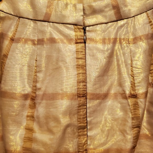Antonio Garcia Couture Gold Skirt Set with Brown Faux Ostrich Skin Trim Size 4 - Picture 9 of 12